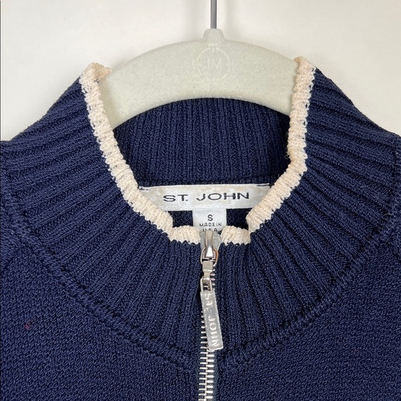 St. John Knit Cardigan Zippered Navy Small - Picture 13 of 14